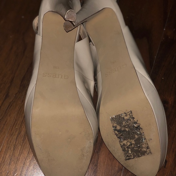 Guess Round Beige Sling Back Heels - Picture 3 of 4